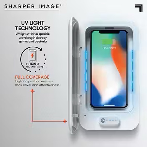 🔥 4 / $20 🔥 ✨ Sharper Image UV-Zone Phone Sanitizer + Charger ✨ - Picture 2 of 6